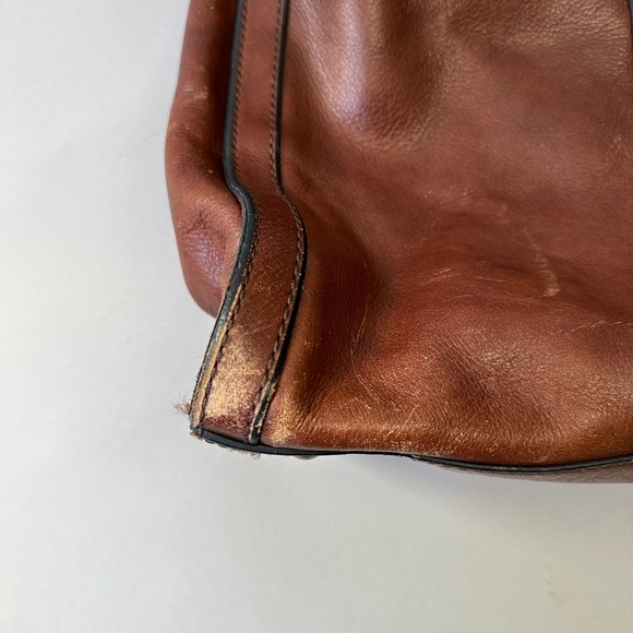 Fossil large leather weekender tote bag dark brown - Picture 9 of 12